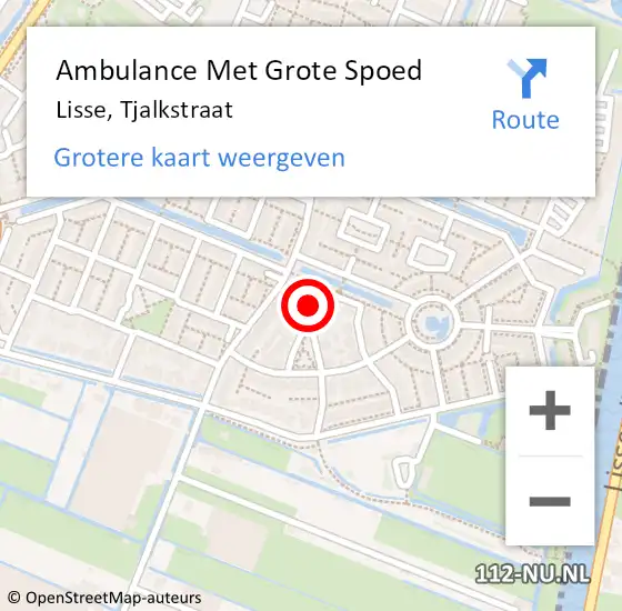 Locatie op kaart van de 112 melding: Ambulance Met Grote Spoed Naar Lisse, Tjalkstraat op 26 oktober 2015 02:40