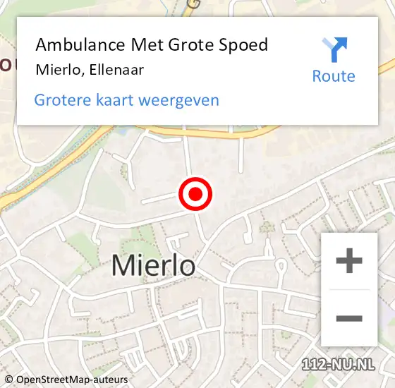 Locatie op kaart van de 112 melding: Ambulance Met Grote Spoed Naar Mierlo, Ellenaar op 26 oktober 2015 08:54