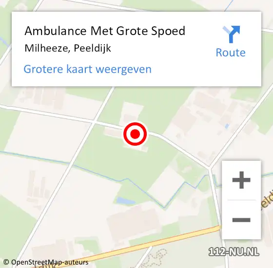 Locatie op kaart van de 112 melding: Ambulance Met Grote Spoed Naar Milheeze, Peeldijk op 26 oktober 2015 09:17