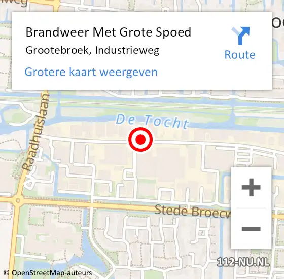 Locatie op kaart van de 112 melding: Brandweer Met Grote Spoed Naar Grootebroek, Industrieweg op 26 oktober 2015 09:36