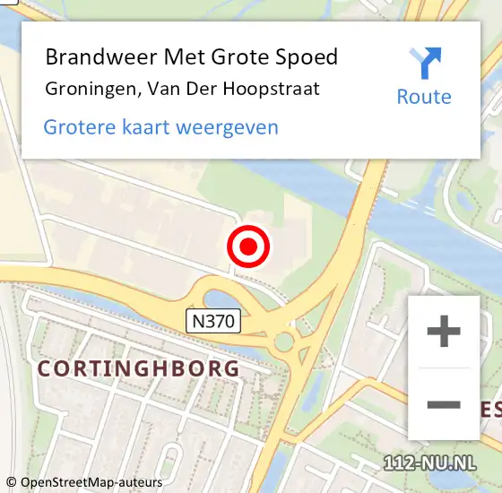 Locatie op kaart van de 112 melding: Brandweer Met Grote Spoed Naar Groningen, Van Der Hoopstraat op 26 oktober 2015 09:48