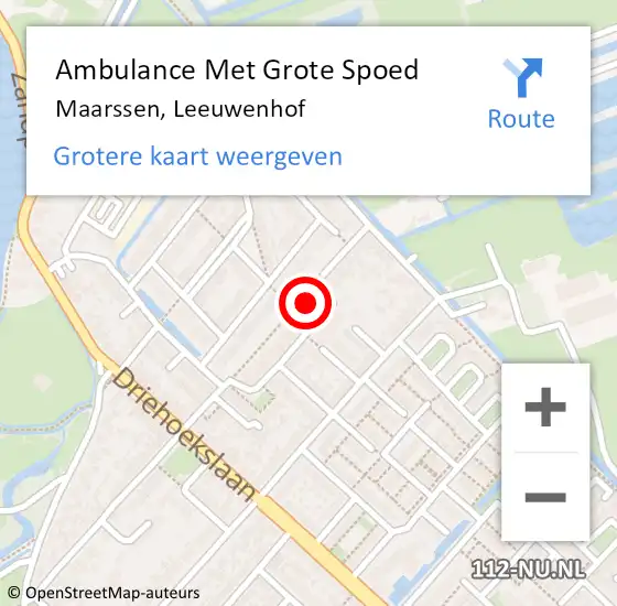 Locatie op kaart van de 112 melding: Ambulance Met Grote Spoed Naar Maarssen, Leeuwenhof op 26 oktober 2015 10:02