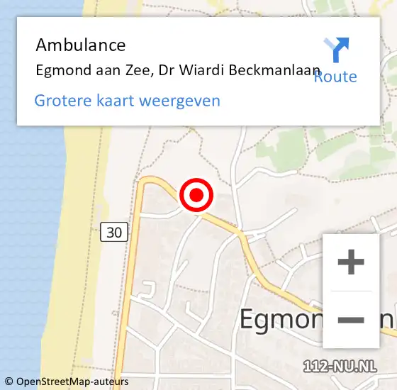 Locatie op kaart van de 112 melding: Ambulance Egmond aan Zee, Dr Wiardi Beckmanlaan op 26 oktober 2015 11:04