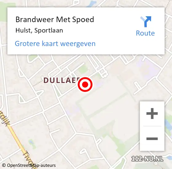 Locatie op kaart van de 112 melding: Brandweer Met Spoed Naar Hulst, Sportlaan op 26 oktober 2015 11:18