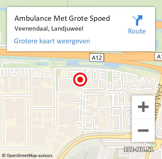 Locatie op kaart van de 112 melding: Ambulance Met Grote Spoed Naar Veenendaal, Landjuweel op 26 oktober 2015 11:32