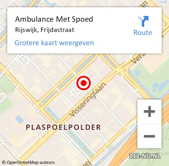 Locatie op kaart van de 112 melding: Ambulance Met Spoed Naar Rijswijk, Frijdastraat op 26 oktober 2015 11:47