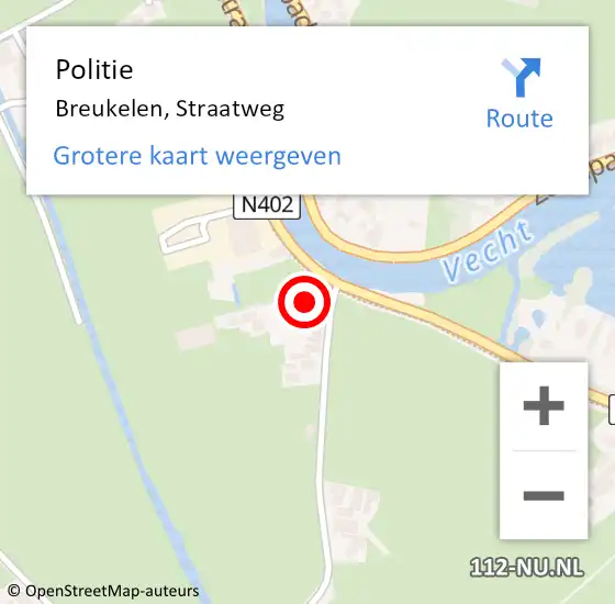 Locatie op kaart van de 112 melding: Politie Breukelen, Straatweg op 26 oktober 2015 11:52