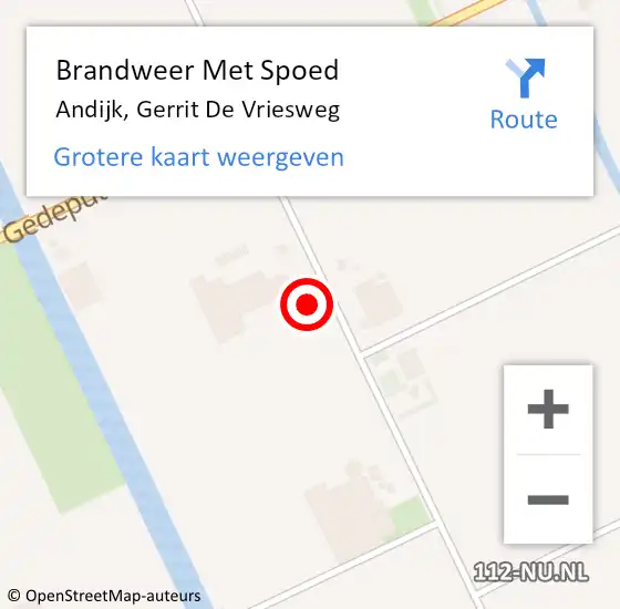 Locatie op kaart van de 112 melding: Brandweer Met Spoed Naar Andijk, Gerrit De Vriesweg op 26 oktober 2015 11:58