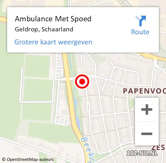 Locatie op kaart van de 112 melding: Ambulance Met Spoed Naar Geldrop, Schaarland op 26 oktober 2015 12:57