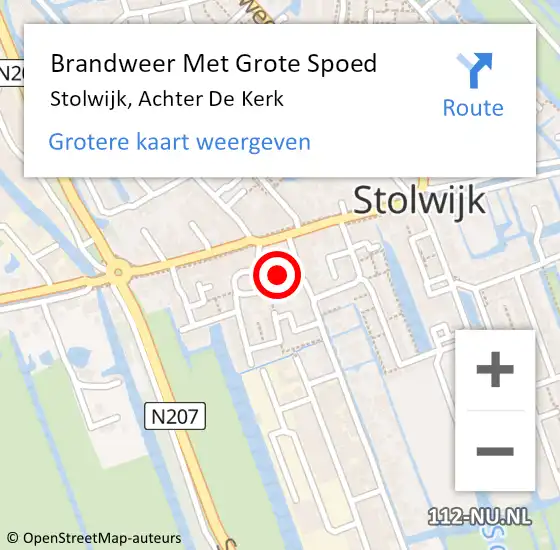 Locatie op kaart van de 112 melding: Brandweer Met Grote Spoed Naar Stolwijk, Achter De Kerk op 26 oktober 2015 13:00