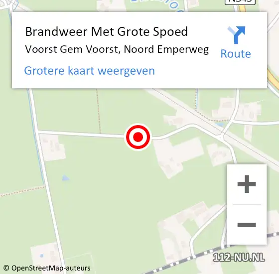 Locatie op kaart van de 112 melding: Brandweer Met Grote Spoed Naar Voorst, Noord Emperweg op 26 oktober 2015 14:24