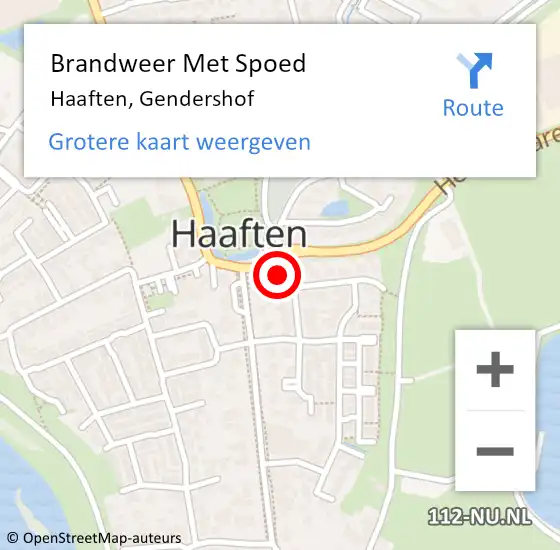 Locatie op kaart van de 112 melding: Brandweer Met Spoed Naar Haaften, Gendershof op 26 oktober 2015 15:24