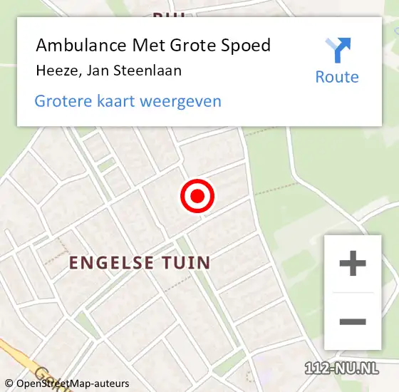 Locatie op kaart van de 112 melding: Ambulance Met Grote Spoed Naar Heeze, Jan Steenlaan op 26 oktober 2015 15:43