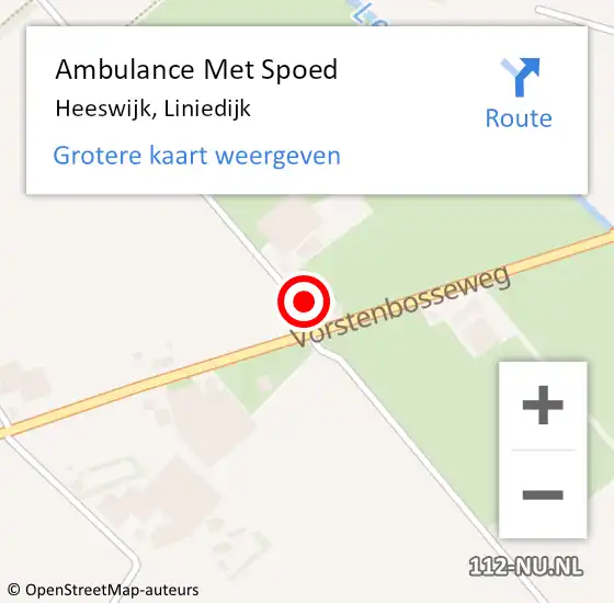 Locatie op kaart van de 112 melding: Ambulance Met Spoed Naar Heeswijk, Liniedijk op 26 oktober 2015 16:12