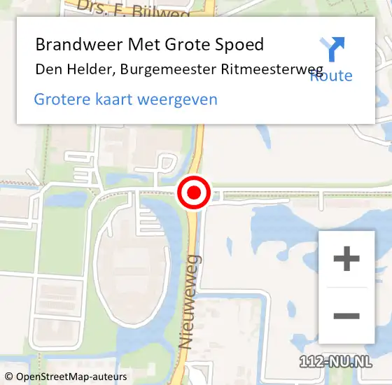 Locatie op kaart van de 112 melding: Brandweer Met Grote Spoed Naar Den Helder, Burgemeester Ritmeesterweg op 26 oktober 2015 16:18
