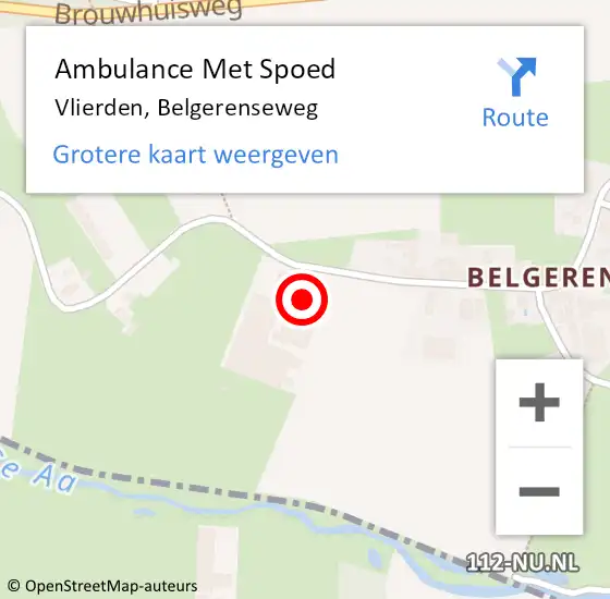 Locatie op kaart van de 112 melding: Ambulance Met Spoed Naar Vlierden, Belgerenseweg op 26 oktober 2015 16:34