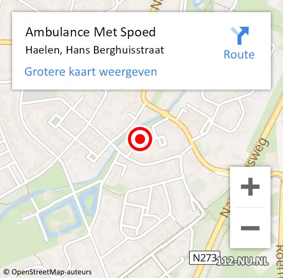 Locatie op kaart van de 112 melding: Ambulance Met Spoed Naar Haelen, Hans Berghuisstraat op 25 november 2013 04:32