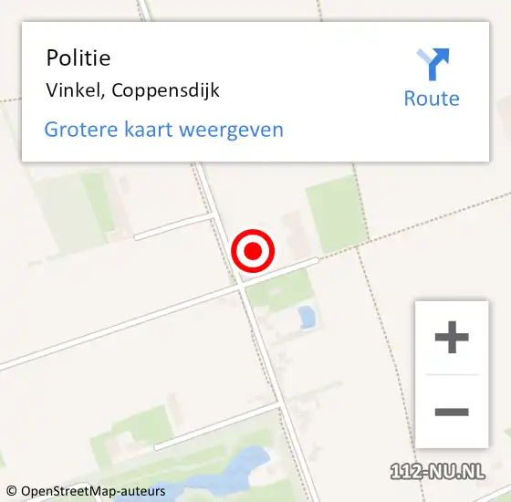 Locatie op kaart van de 112 melding: Politie Vinkel, Coppensdijk op 26 oktober 2015 17:01