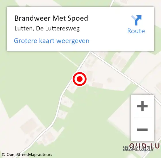 Locatie op kaart van de 112 melding: Brandweer Met Spoed Naar Lutten, De Lutteresweg op 26 oktober 2015 17:15