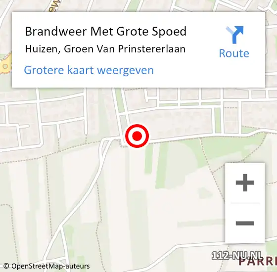 Locatie op kaart van de 112 melding: Brandweer Met Grote Spoed Naar Huizen, Groen Van Prinstererlaan op 26 oktober 2015 17:30