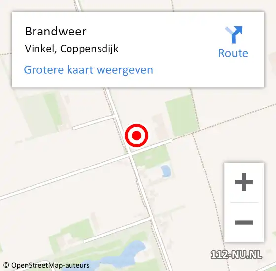 Locatie op kaart van de 112 melding: Brandweer Vinkel, Coppensdijk op 26 oktober 2015 17:31