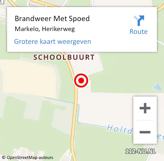 Locatie op kaart van de 112 melding: Brandweer Met Spoed Naar Markelo, Herikerweg op 13 september 2013 19:59