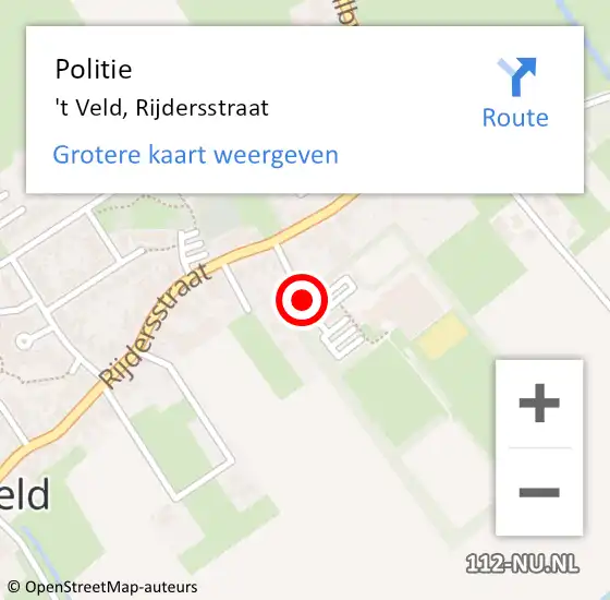 Locatie op kaart van de 112 melding: Politie 't Veld, Rijdersstraat op 26 oktober 2015 17:59