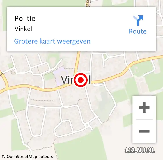 Locatie op kaart van de 112 melding: Politie Vinkel op 26 oktober 2015 18:06