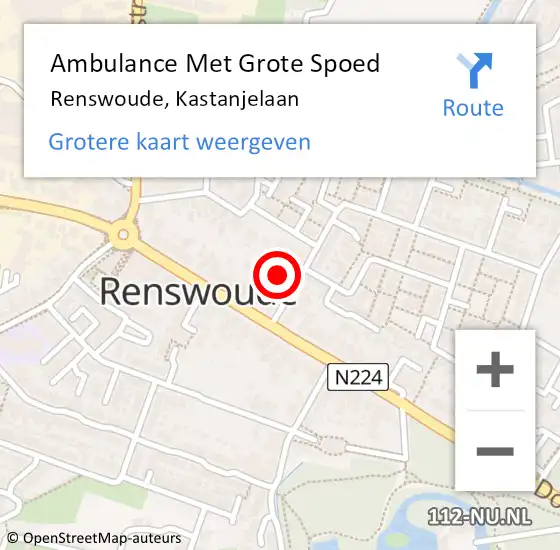 Locatie op kaart van de 112 melding: Ambulance Met Grote Spoed Naar Renswoude, Kastanjelaan op 26 oktober 2015 18:14