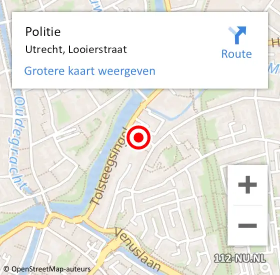 Locatie op kaart van de 112 melding: Politie Utrecht, Looierstraat op 26 oktober 2015 18:24