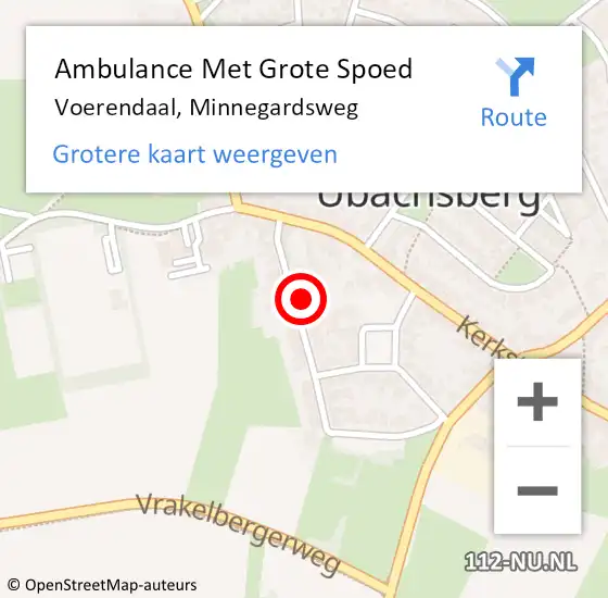 Locatie op kaart van de 112 melding: Ambulance Met Grote Spoed Naar Voerendaal, Minnegardsweg op 25 november 2013 05:46