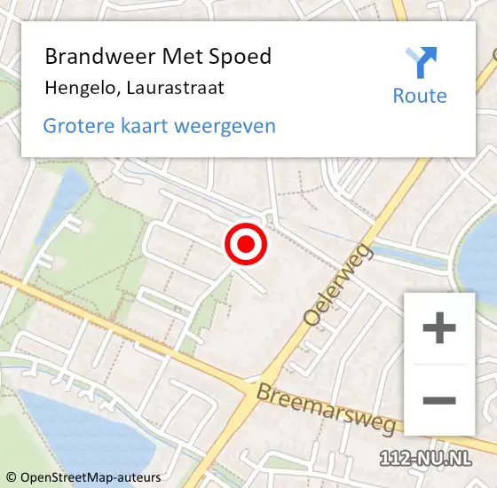 Locatie op kaart van de 112 melding: Brandweer Met Spoed Naar Hengelo, Laurastraat op 26 oktober 2015 19:38