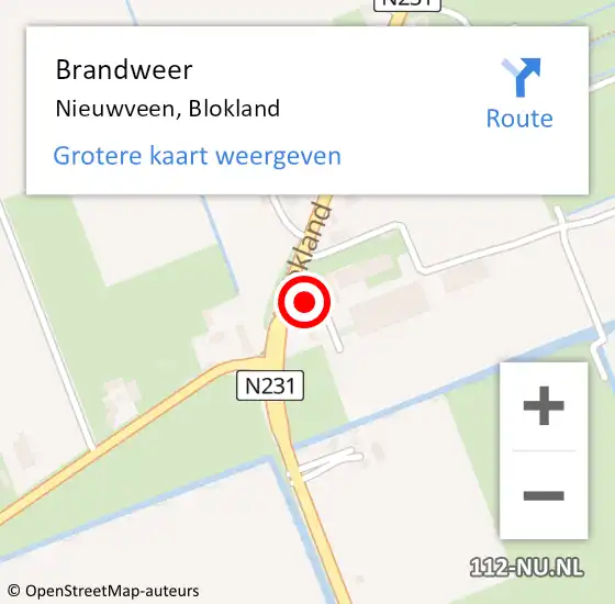 Locatie op kaart van de 112 melding: Brandweer Nieuwveen, Blokland op 26 oktober 2015 19:42