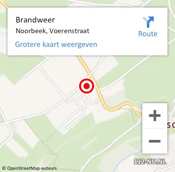 Locatie op kaart van de 112 melding: Brandweer Noorbeek, Voerenstraat op 26 oktober 2015 20:02