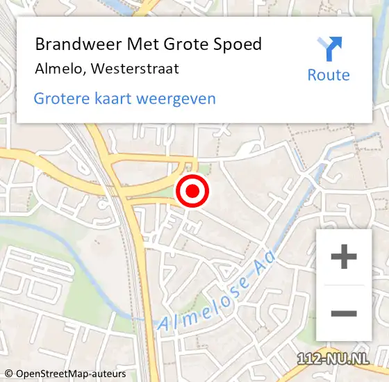 Locatie op kaart van de 112 melding: Brandweer Met Grote Spoed Naar Almelo, Westerstraat op 25 november 2013 06:28