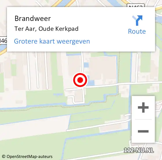 Locatie op kaart van de 112 melding: Brandweer Ter Aar, Oude Kerkpad op 26 oktober 2015 20:10