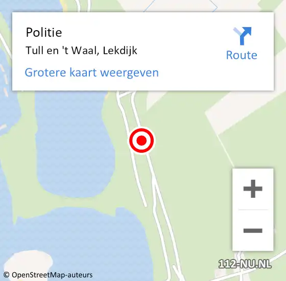 Locatie op kaart van de 112 melding: Politie Vianen Ut, Lekdijk op 26 oktober 2015 20:16