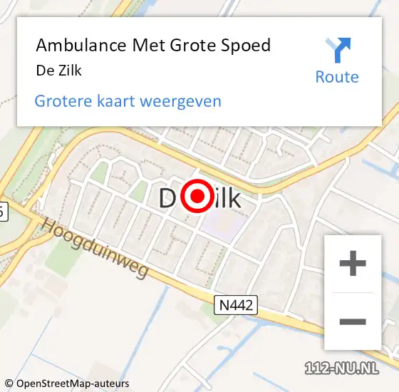 Locatie op kaart van de 112 melding: Ambulance Met Grote Spoed Naar De Zilk op 26 oktober 2015 20:50