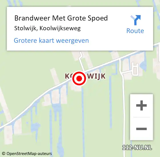 Locatie op kaart van de 112 melding: Brandweer Met Grote Spoed Naar Stolwijk, Koolwijkseweg op 26 oktober 2015 23:40