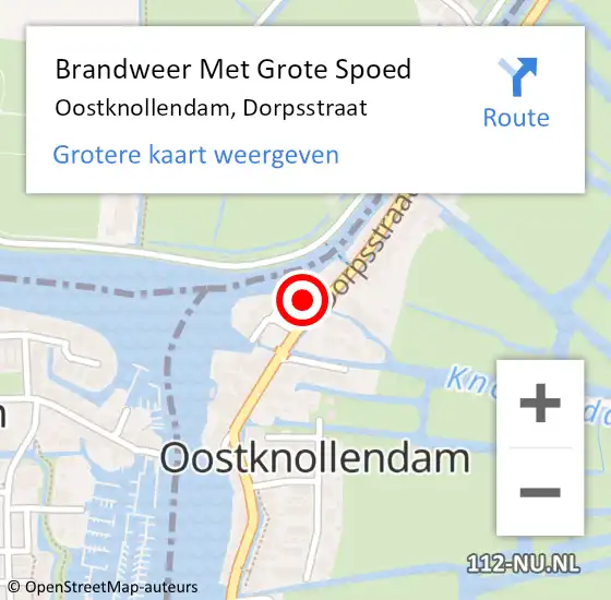 Locatie op kaart van de 112 melding: Brandweer Met Grote Spoed Naar Oostknollendam, Dorpsstraat op 27 oktober 2015 02:09