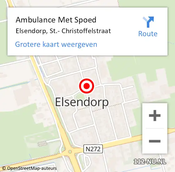 Locatie op kaart van de 112 melding: Ambulance Met Spoed Naar Elsendorp, St.- Christoffelstraat op 27 oktober 2015 02:16