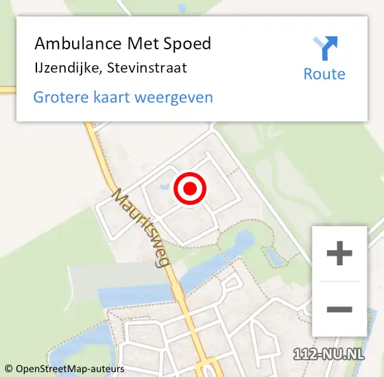 Locatie op kaart van de 112 melding: Ambulance Met Spoed Naar IJzendijke, Stevinstraat op 25 november 2013 07:11