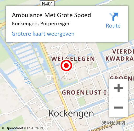 Locatie op kaart van de 112 melding: Ambulance Met Grote Spoed Naar Kockengen, Purperreiger op 27 oktober 2015 05:34