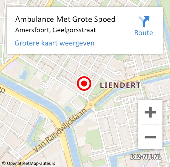 Locatie op kaart van de 112 melding: Ambulance Met Grote Spoed Naar Amersfoort, Geelgorsstraat op 27 oktober 2015 06:55