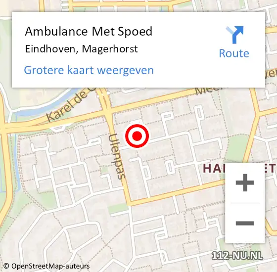 Locatie op kaart van de 112 melding: Ambulance Met Spoed Naar Eindhoven, Magerhorst op 27 oktober 2015 06:57