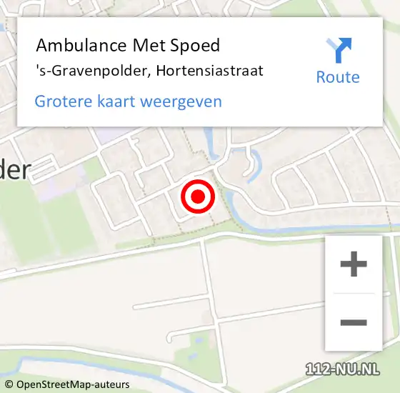 Locatie op kaart van de 112 melding: Ambulance Met Spoed Naar 's-Gravenpolder, Hortensiastraat op 27 oktober 2015 06:57