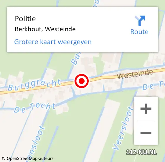 Locatie op kaart van de 112 melding: Politie Berkhout, Westeinde op 27 oktober 2015 07:08