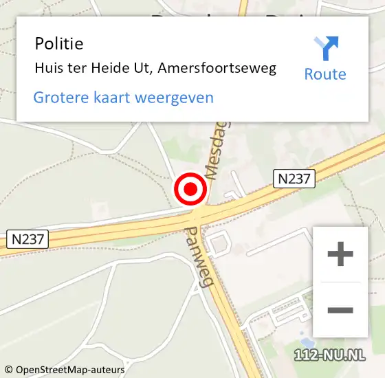 Locatie op kaart van de 112 melding: Politie Huis ter Heide Ut, Amersfoortseweg op 25 november 2013 07:20