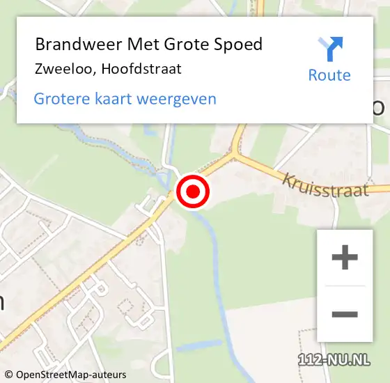 Locatie op kaart van de 112 melding: Brandweer Met Grote Spoed Naar Zweeloo, Hoofdstraat op 27 oktober 2015 07:28