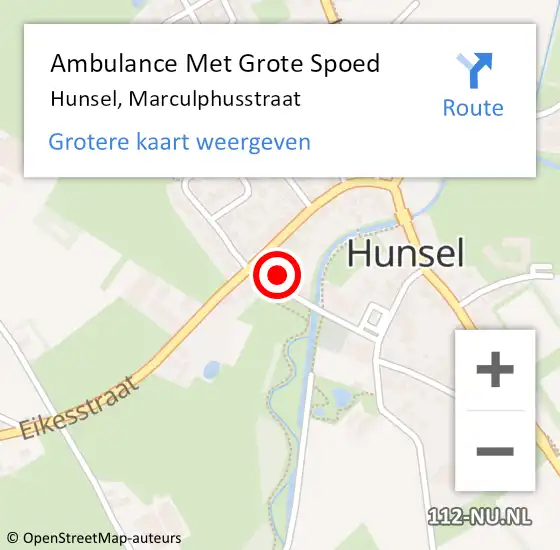 Locatie op kaart van de 112 melding: Ambulance Met Grote Spoed Naar Hunsel, Marculphusstraat op 27 oktober 2015 08:09